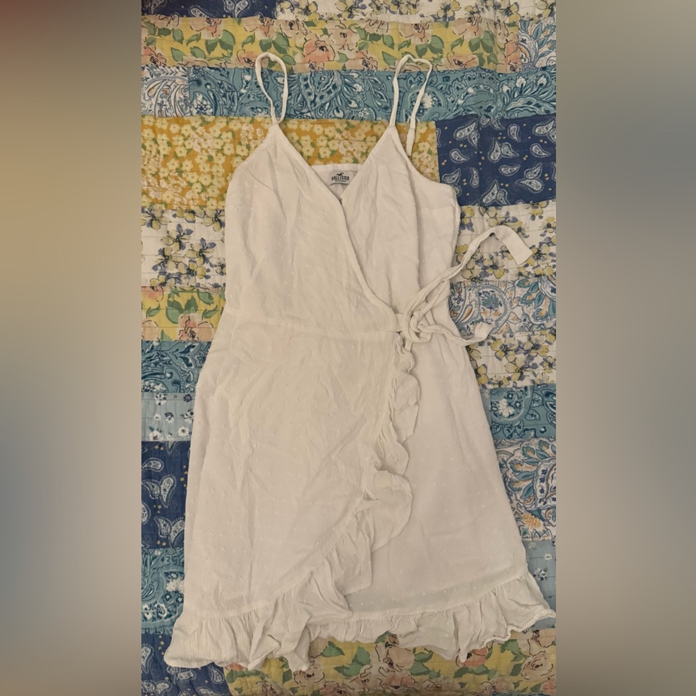 Hollister White Ruffle Wrap Mini Dress